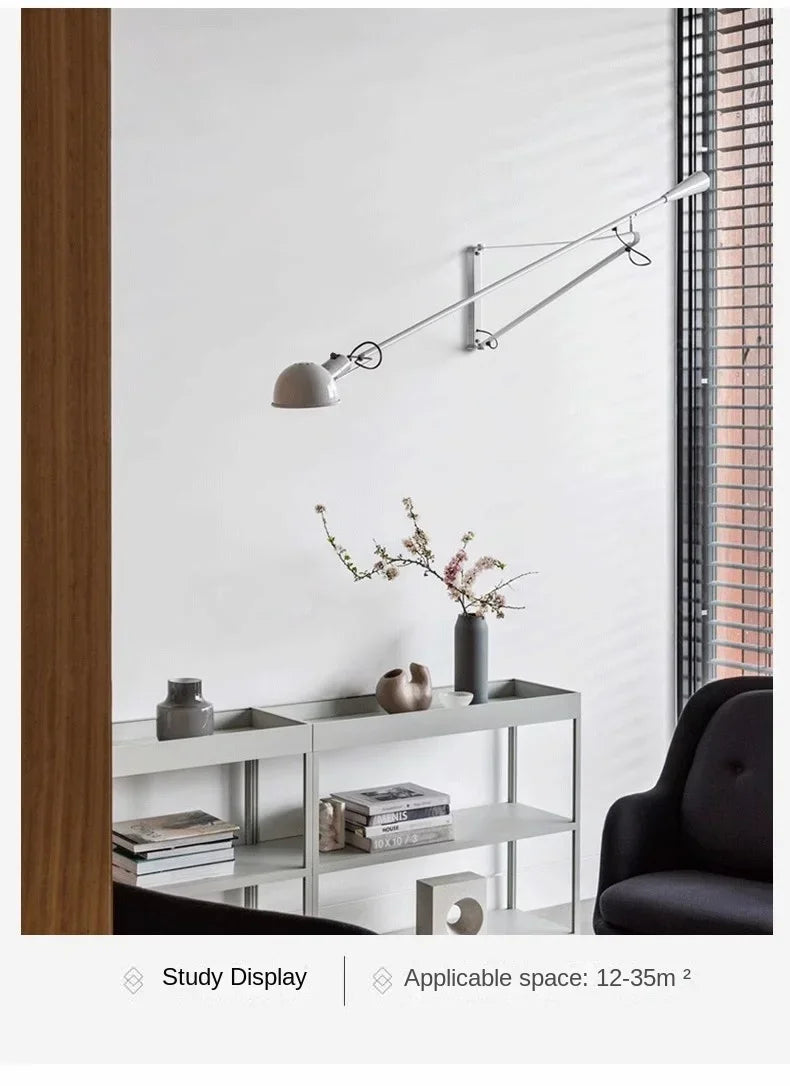 Industrial Style Long Wall Light Creative Design Long Pole Swing Arm Telescopic Eye Protection Lamp Living Room Reading Lamp