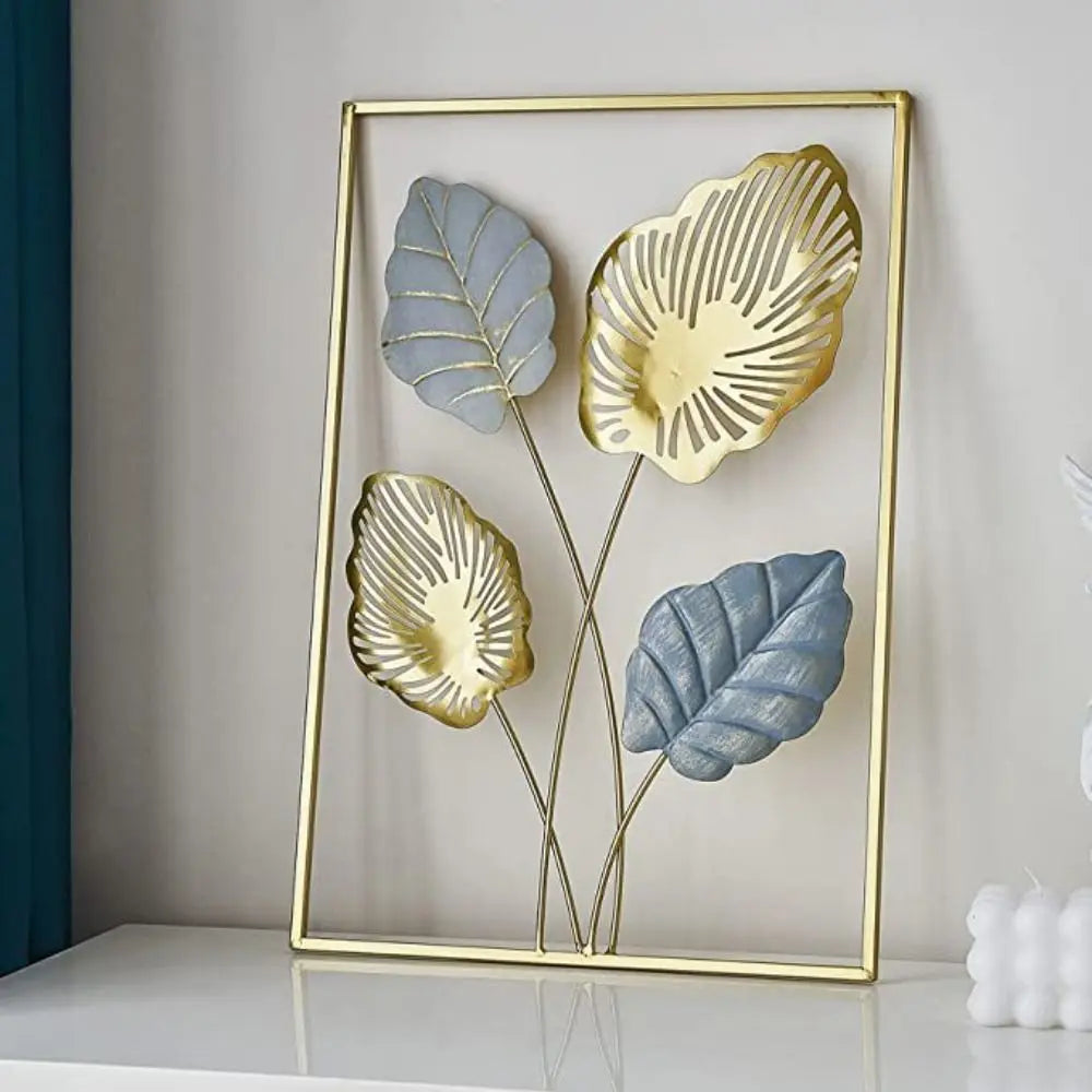 Nordic Home Wall Decor Macrame Wall Hanging Decor Metal Round Gold Ginkgo Leaf