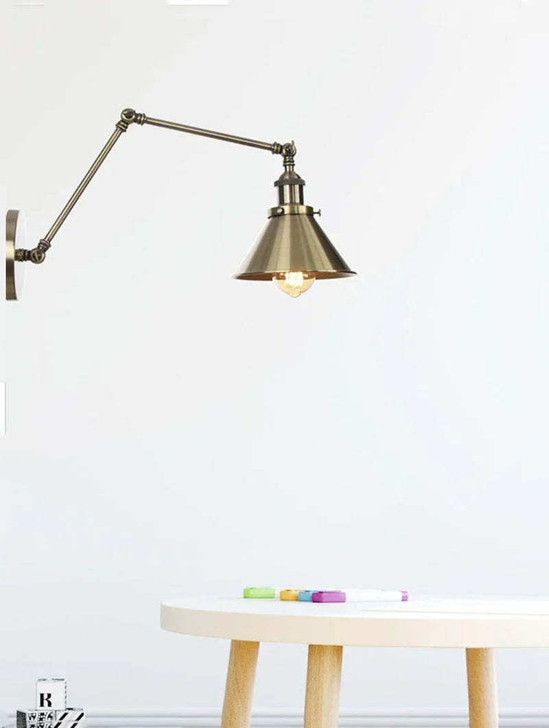 Industrial Style Long Wall Light Creative Design Long Pole Swing Arm Telescopic Eye Protection Lamp Living Room Reading Lamp