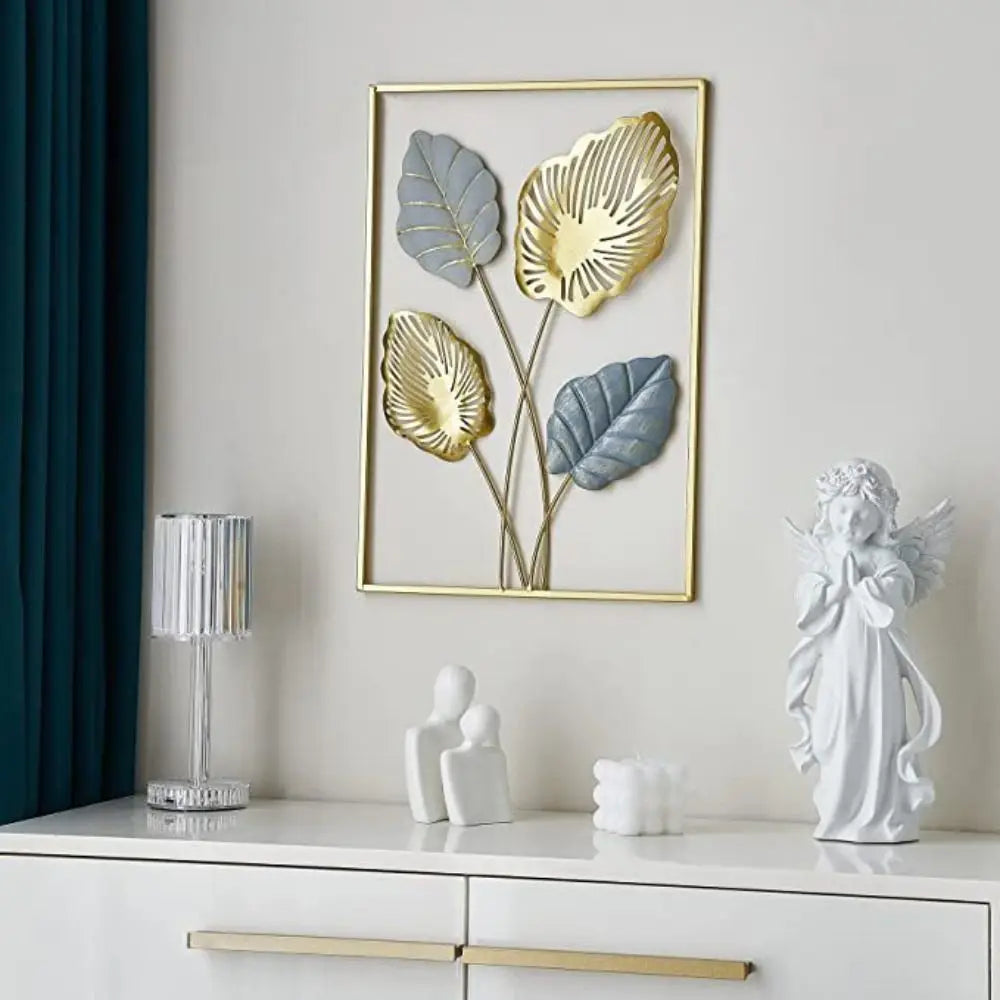 Nordic Home Wall Decor Macrame Wall Hanging Decor Metal Round Gold Ginkgo Leaf