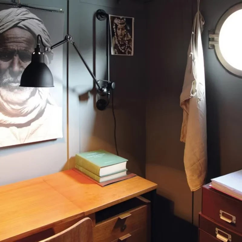 Industrial Style Long Wall Light Creative Design Long Pole Swing Arm Telescopic Eye Protection Lamp Living Room Reading Lamp