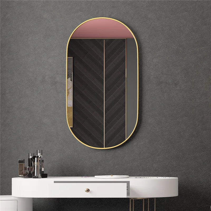 Golden Oval Mirror Wall Mounted Bathroom Vanity Vanity Mirror
