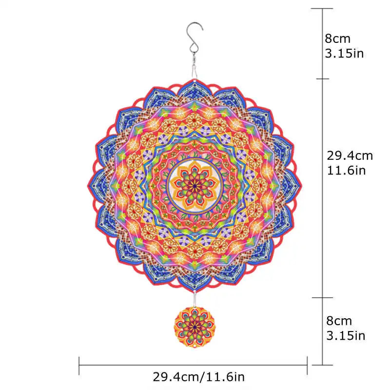 Colored Wind Spinner Mandala Garden Ornaments 12 Inch Wind Chime