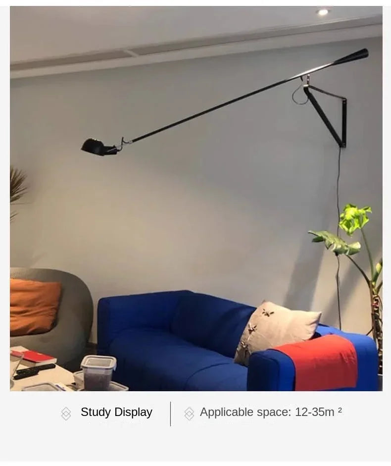 Industrial Style Long Wall Light Creative Design Long Pole Swing Arm Telescopic Eye Protection Lamp Living Room Reading Lamp