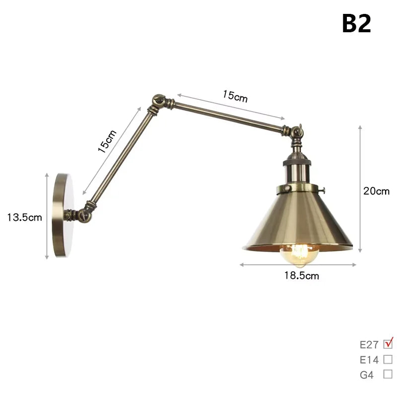 Industrial Style Long Wall Light Creative Design Long Pole Swing Arm Telescopic Eye Protection Lamp Living Room Reading Lamp