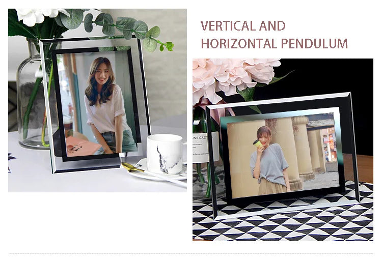 Set of 2 crystal photo frame 5 7 6 8 10 inch 7 inch creative glass custom photo free photo
