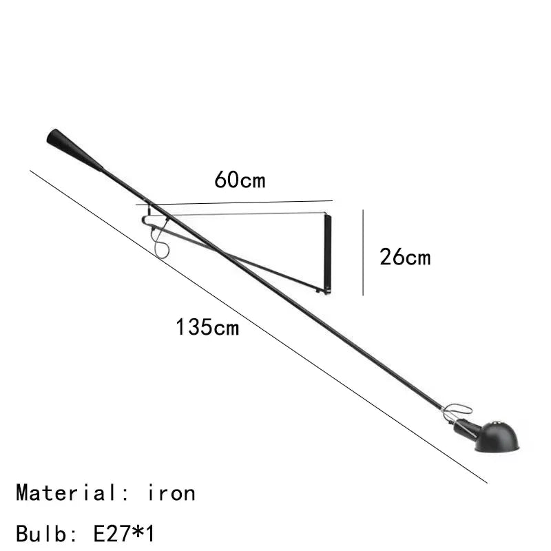 Industrial Style Long Wall Light Creative Design Long Pole Swing Arm Telescopic Eye Protection Lamp Living Room Reading Lamp