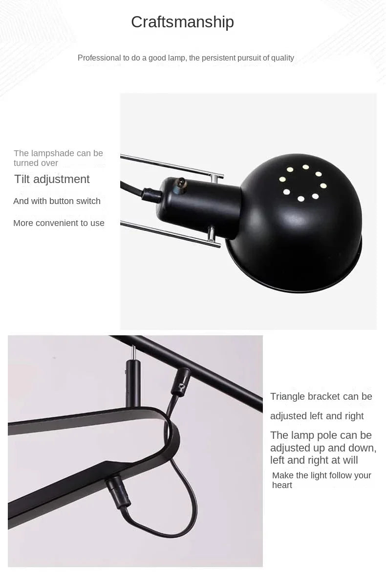 Industrial Style Long Wall Light Creative Design Long Pole Swing Arm Telescopic Eye Protection Lamp Living Room Reading Lamp