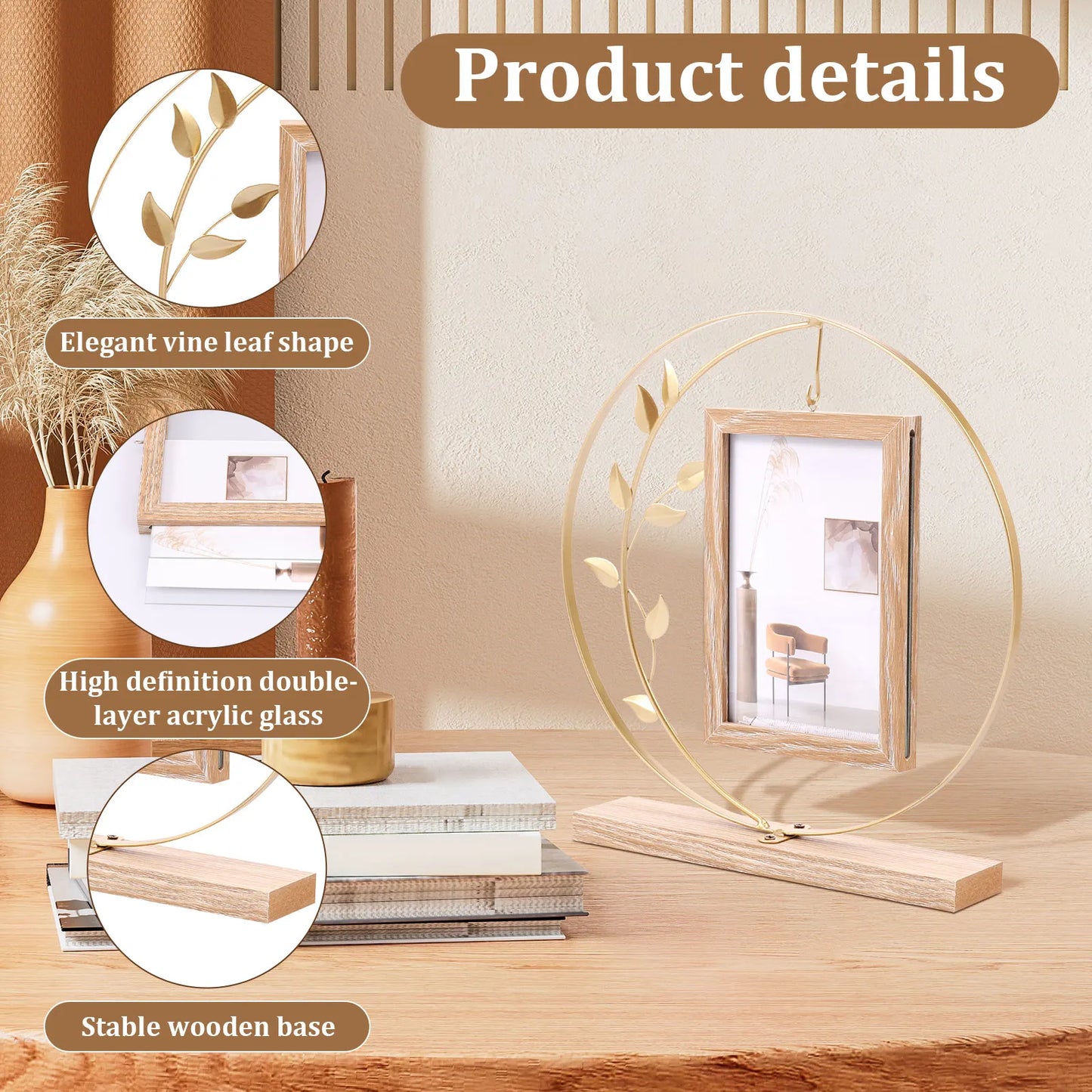 Double Sided Picture Frame Iron Art Frame Rack Desktop Ornament Photo Frame