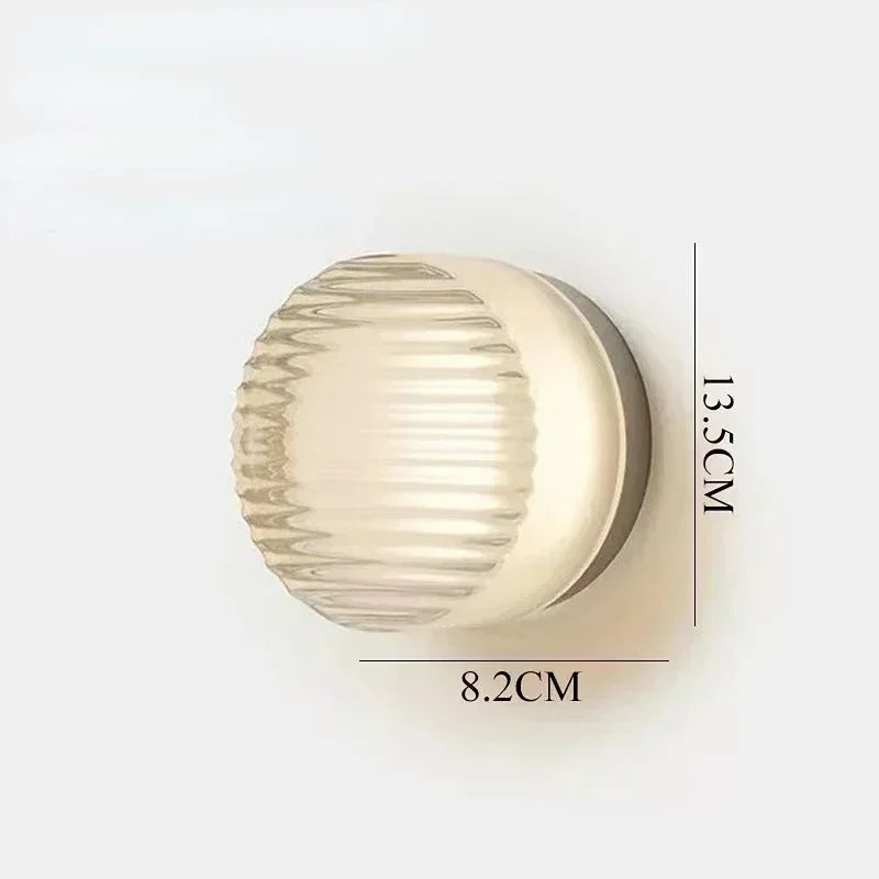 Modern Round Wall Lamp LED Glass Wall Light Sconce Living Room