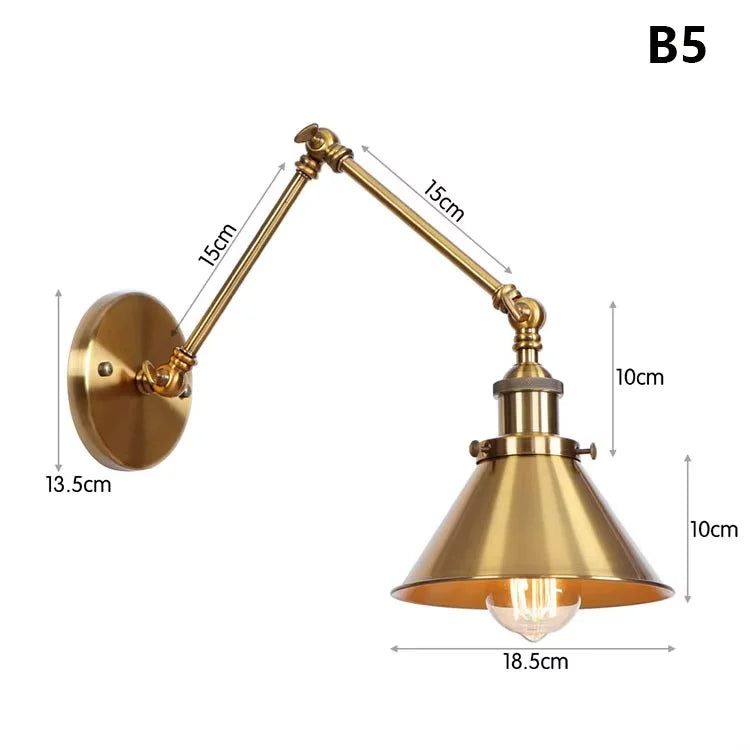 Industrial Style Long Wall Light Creative Design Long Pole Swing Arm Telescopic Eye Protection Lamp Living Room Reading Lamp