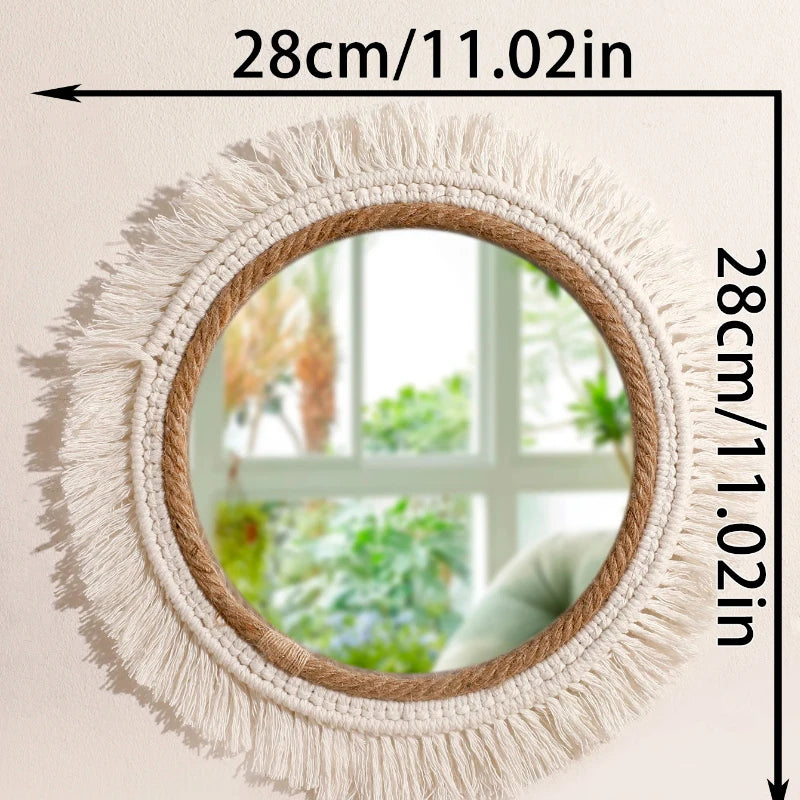 Bohemian Handmade Woven Wall Mounted Home Decoration Mirror Handicraft Decoration