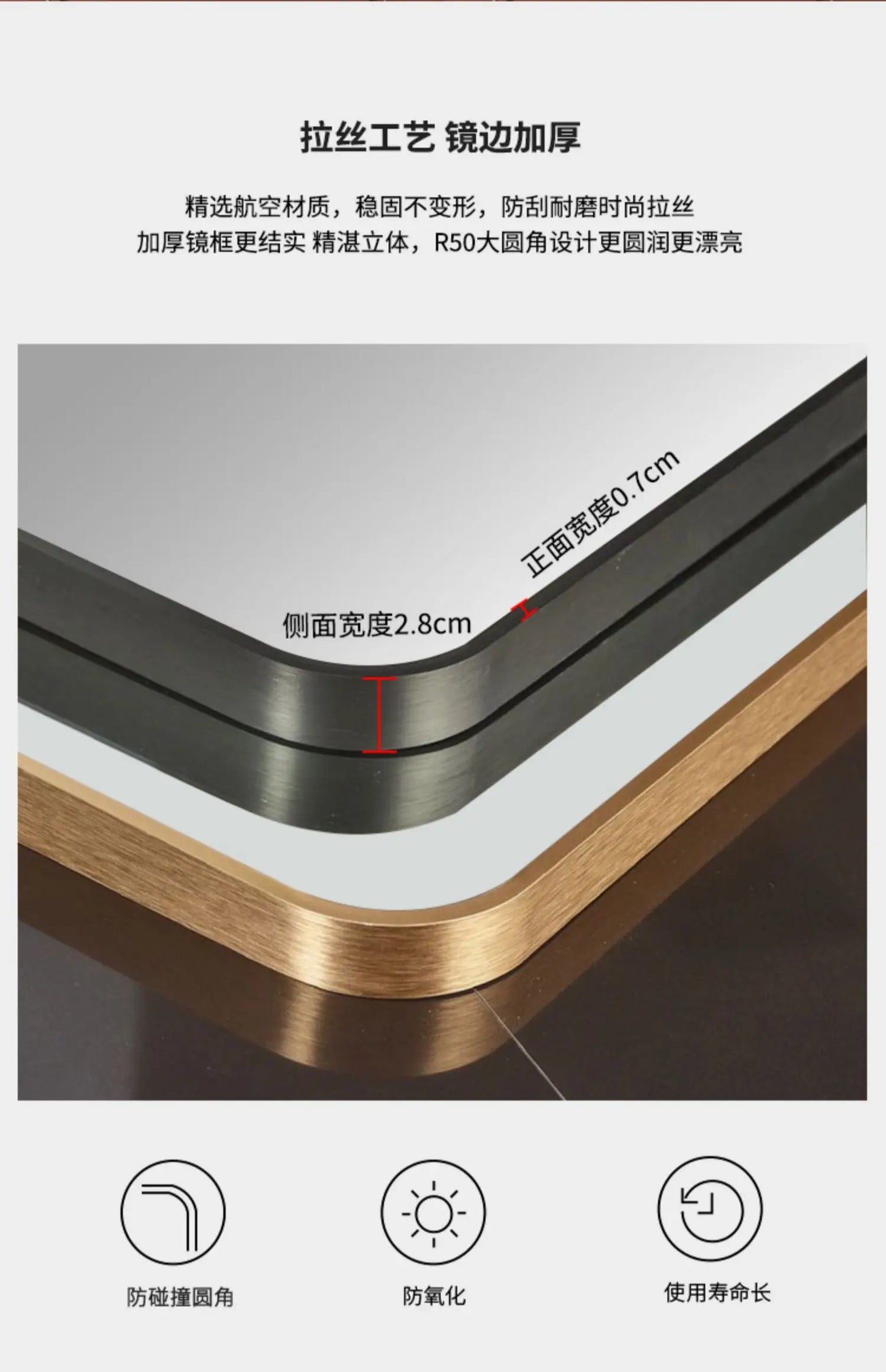 Golden Oval Mirror Wall Mounted Bathroom Vanity Vanity Mirror