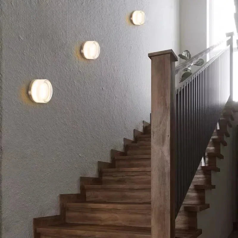 Modern Round Wall Lamp LED Glass Wall Light Sconce Living Room