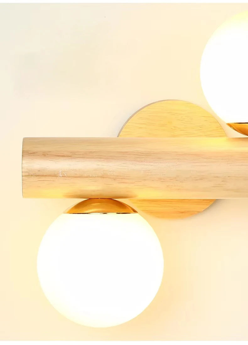 Wooden Wall Lamps for Living Room Bedside Glass ball Decor Luminaires Stairs Aisle Rest Area Farmhouse Background Wall sconce