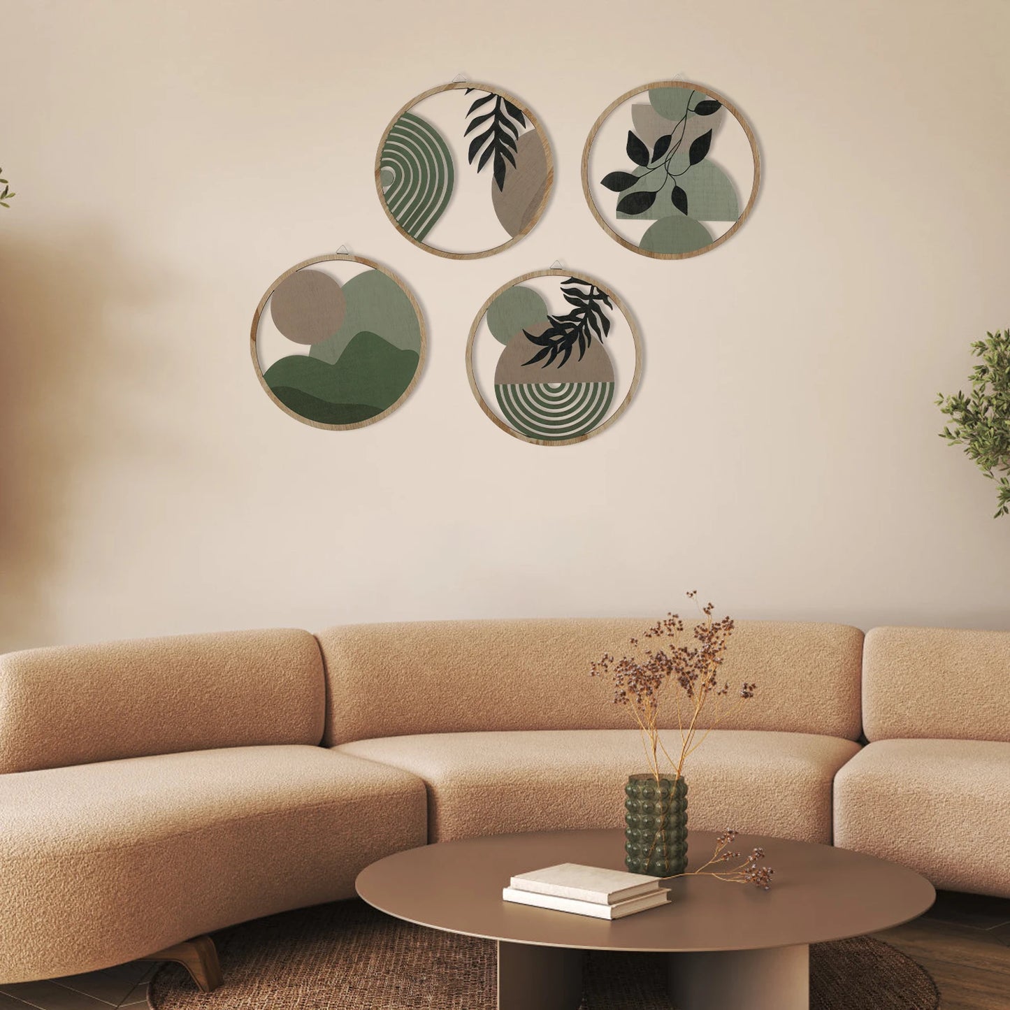 4Pcs Wood Wall Decor Hanging Wall Art Decor Elegant Bohemian Wall Decor