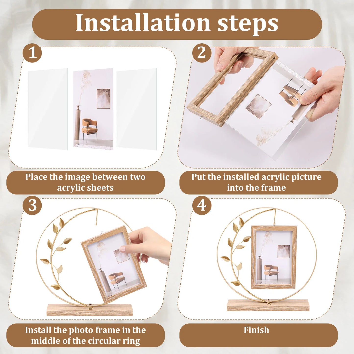 Double Sided Picture Frame Iron Art Frame Rack Desktop Ornament Photo Frame