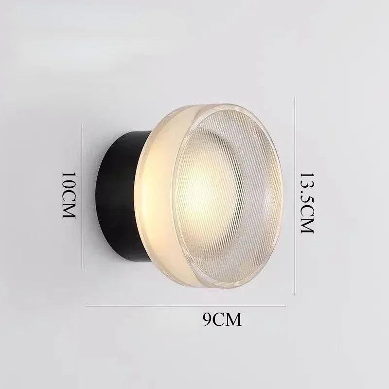 Modern Round Wall Lamp LED Glass Wall Light Sconce Living Room