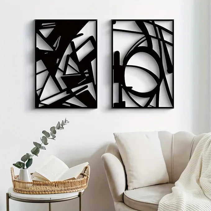 HelloYoung Abstract Metal Wall Art, Minimalist Decorative Single Line Art Wall Decor