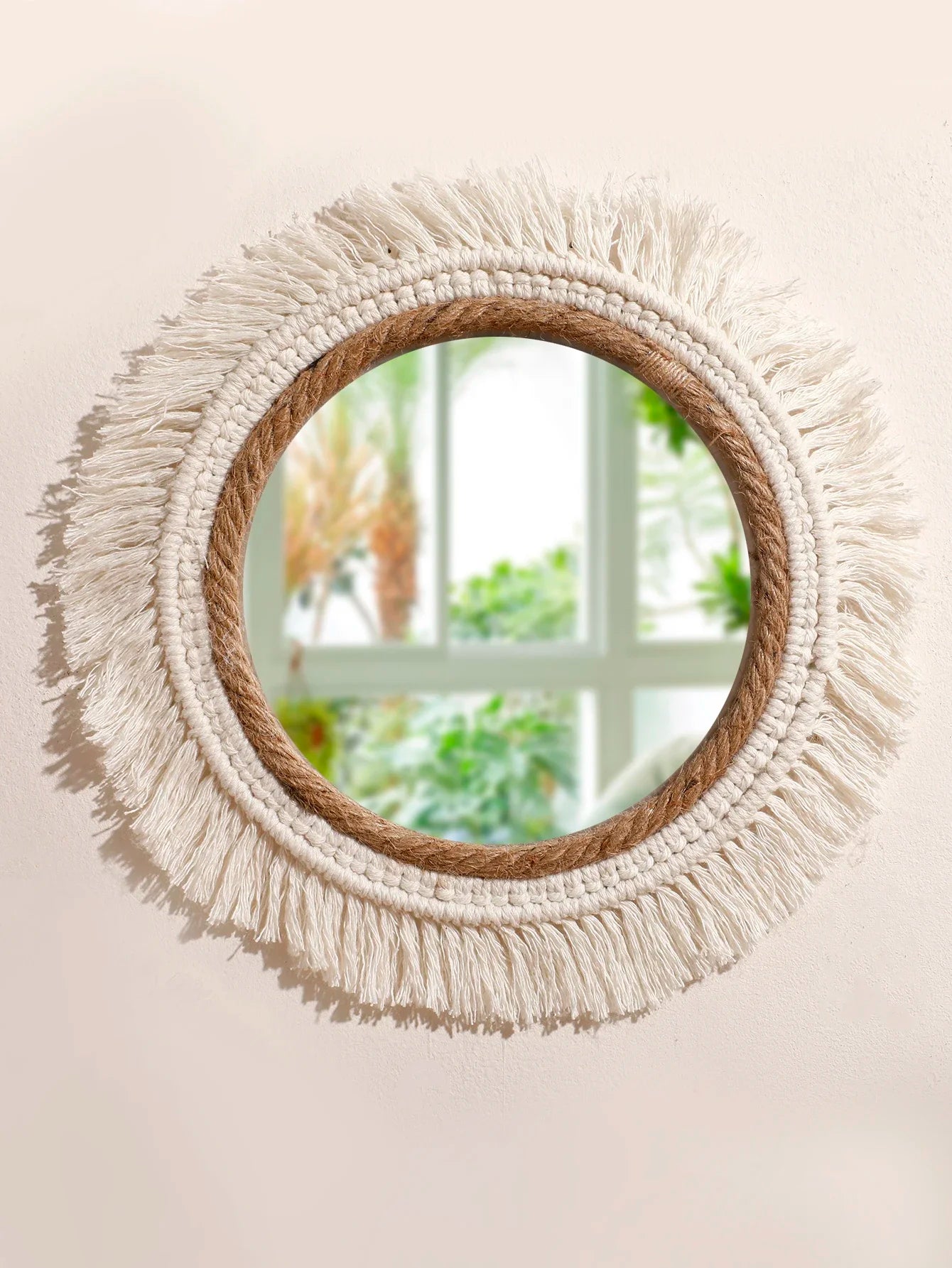 Bohemian Handmade Woven Wall Mounted Home Decoration Mirror Handicraft Decoration