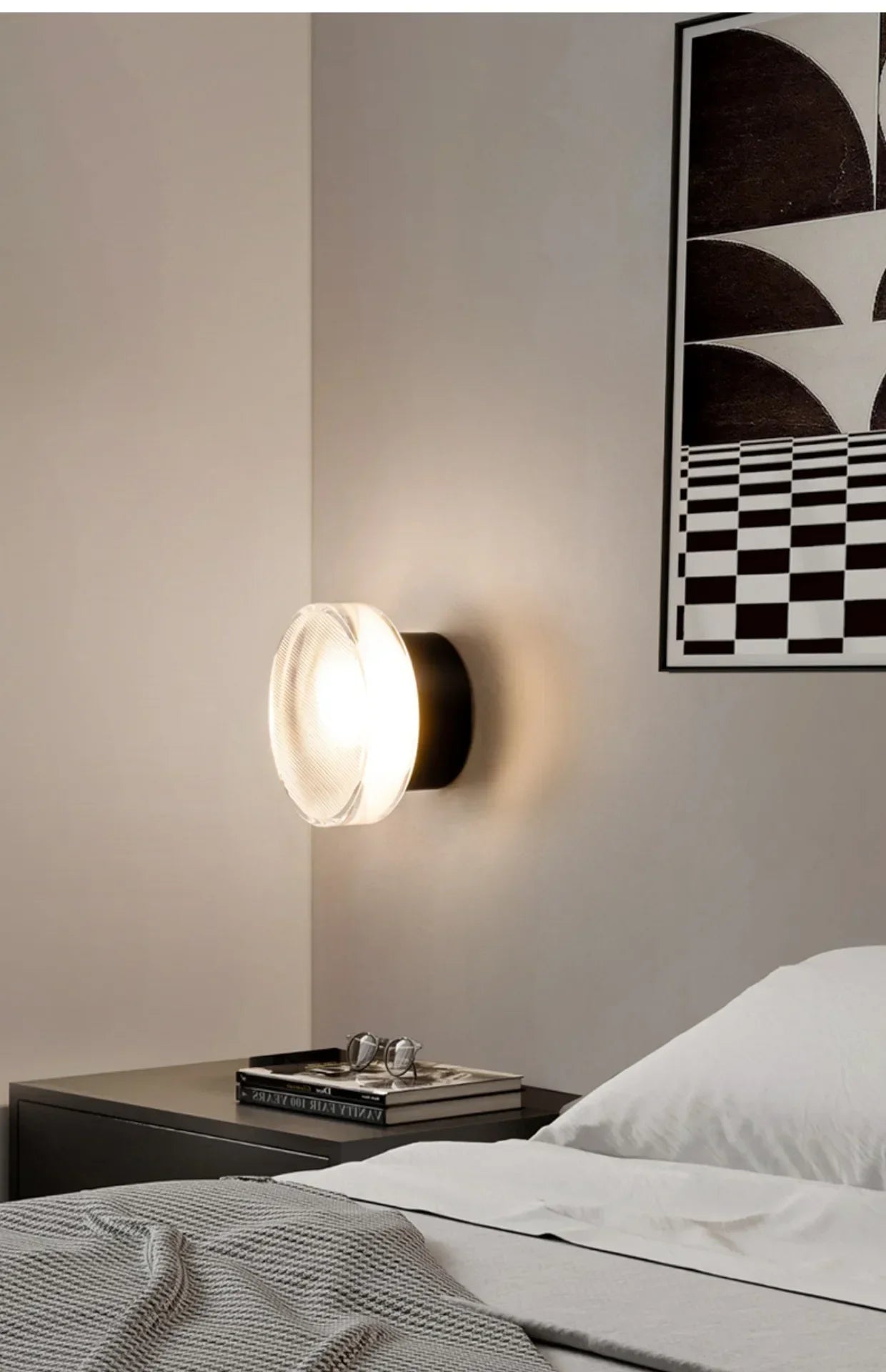 Modern Round Wall Lamp LED Glass Wall Light Sconce Living Room